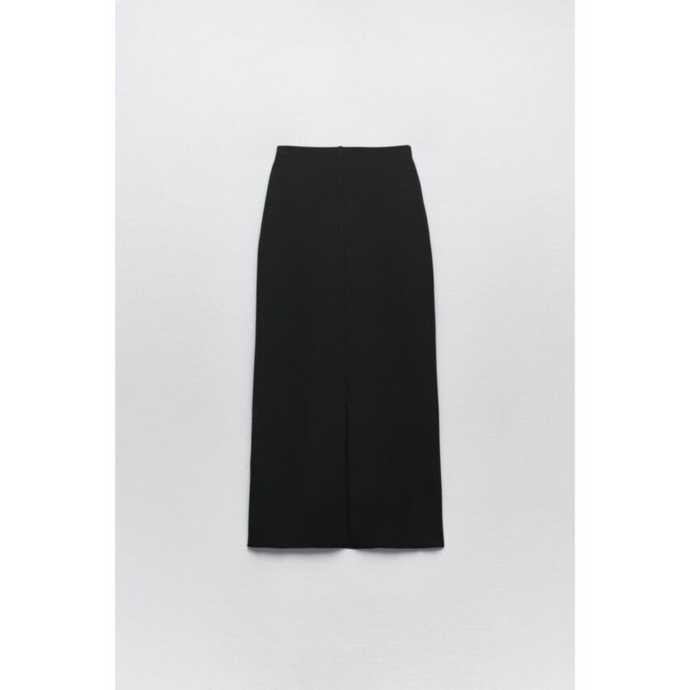 Black Zara High Elastic Waist Stretch Knit Maxi Skirt (NWT) - Picture 6 of 8
